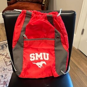 SMU Red and Gray Drawstring Bag